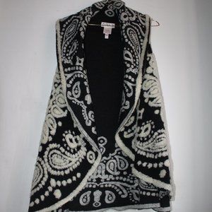 Nanette Lepore Paisley Wool Swing Vest Shawl Collar Italy OS
